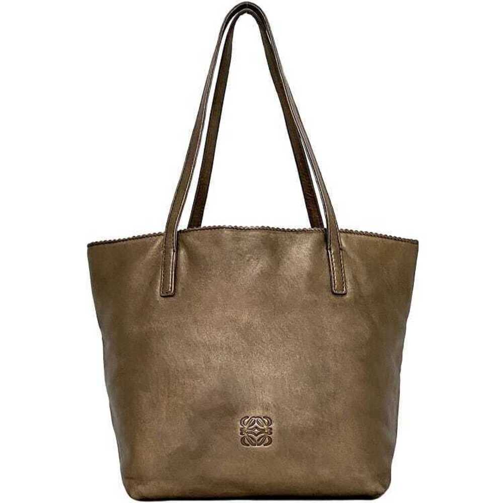 Loewe Tote Bag Metallic Brown Anagram Nappa Leather Logo Shoulder
